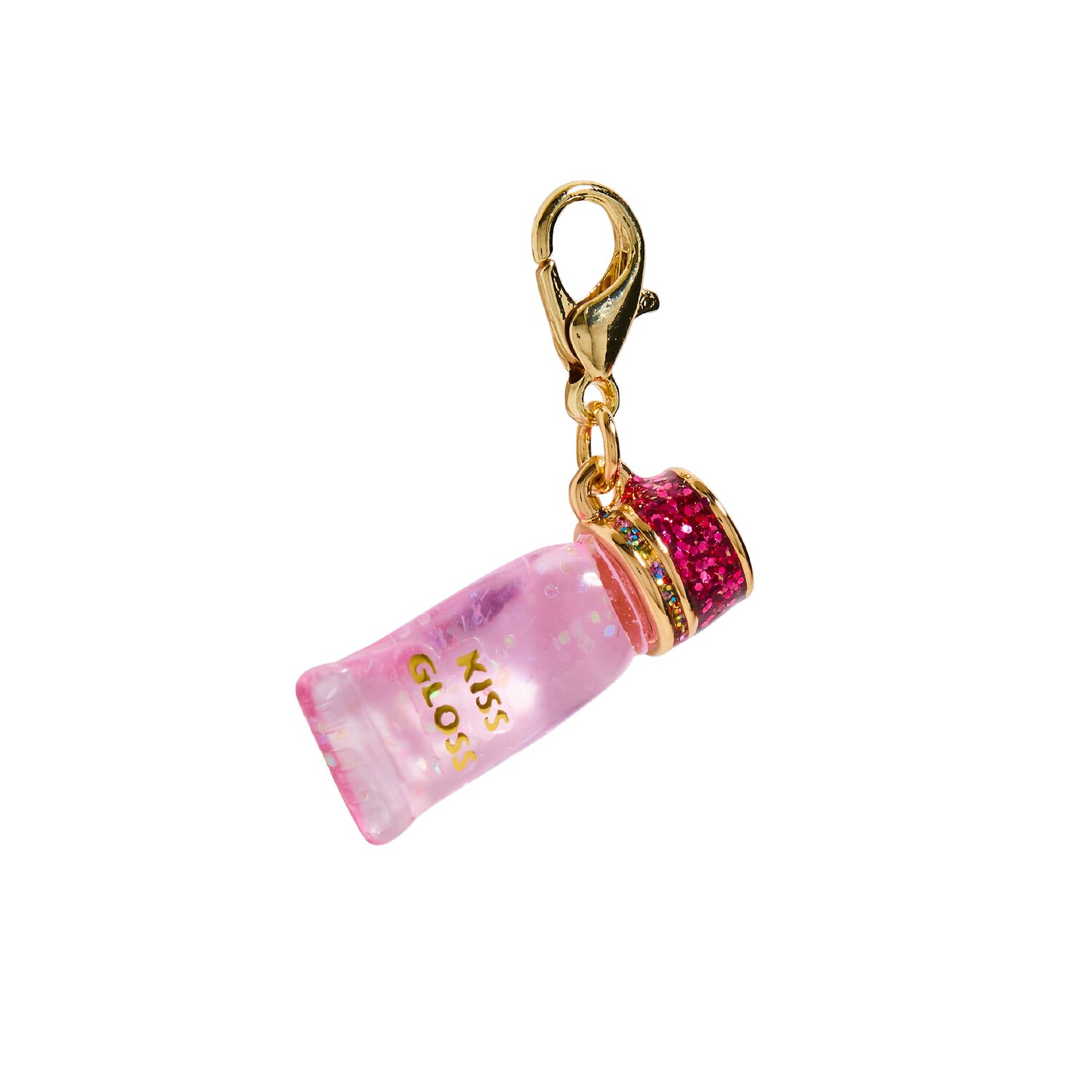 Girls Pink & Gold Lip Gloss Charm, 1, hi-res