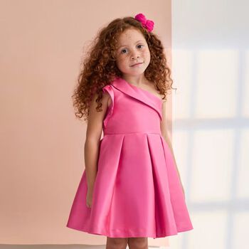 Girls Pink Asymmetric Dress