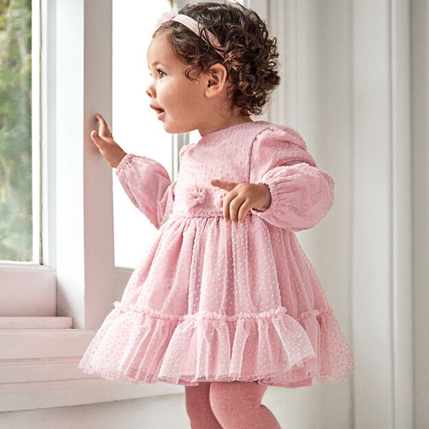 Younger Girls Pink Tulle Dress, 1, hi-res image number null