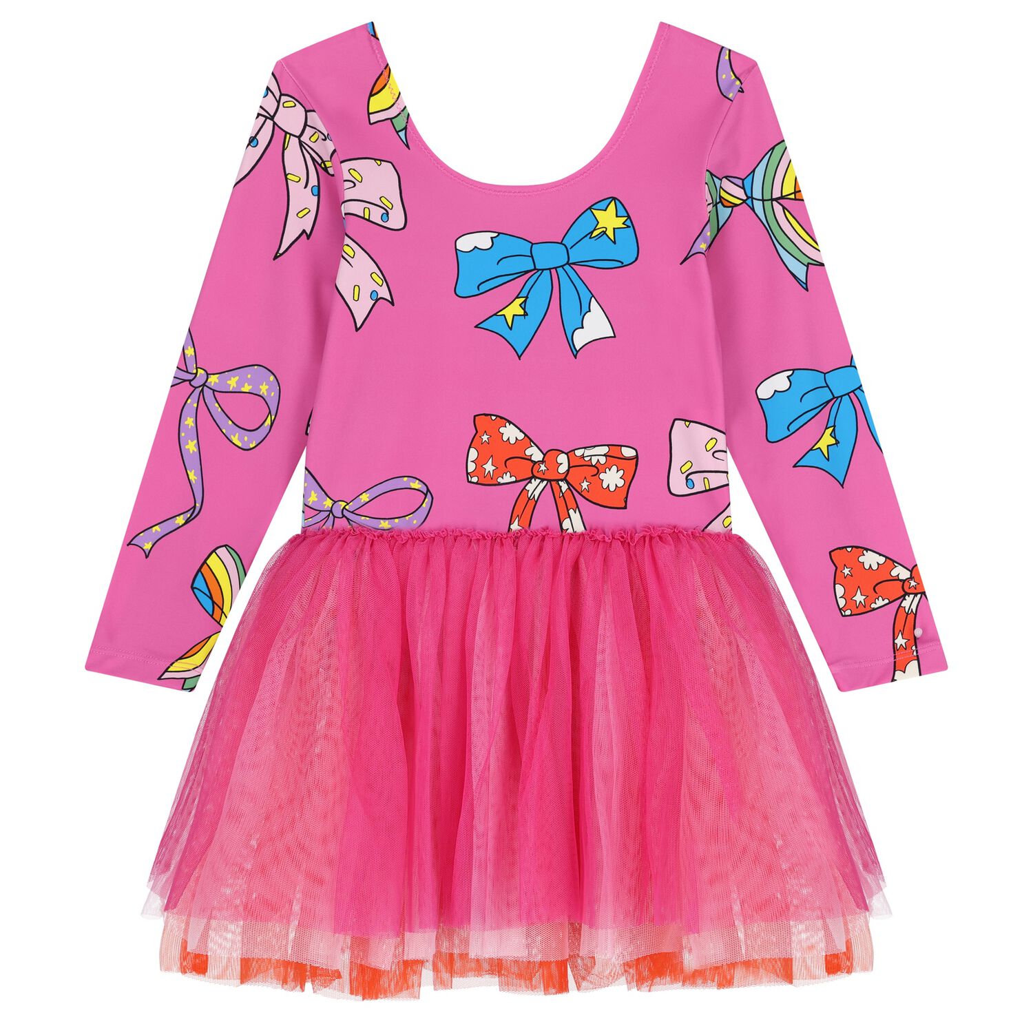 Girls Pink Bow Dress, 1, hi-res