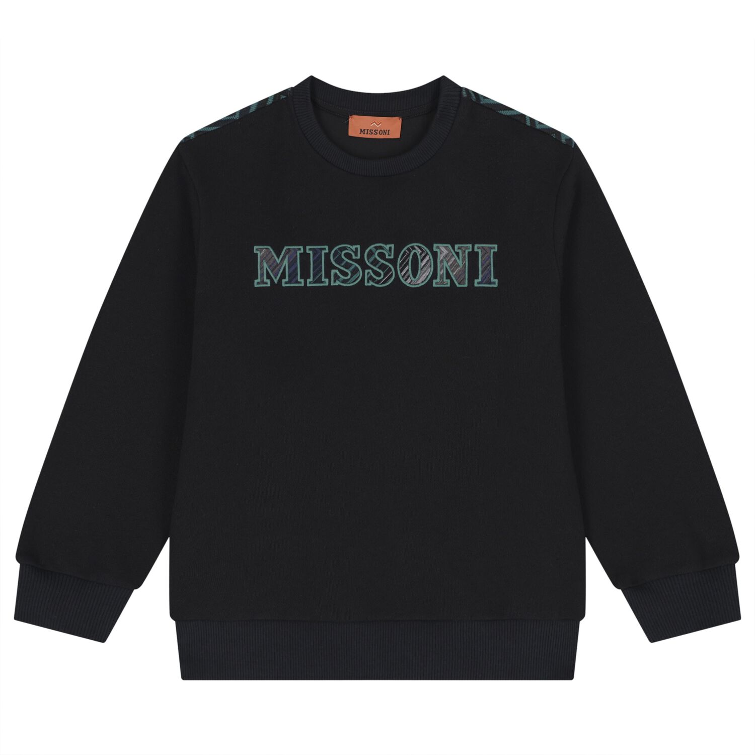 Boys Black Zig Zag Logo Sweatshirt, 1, hi-res
