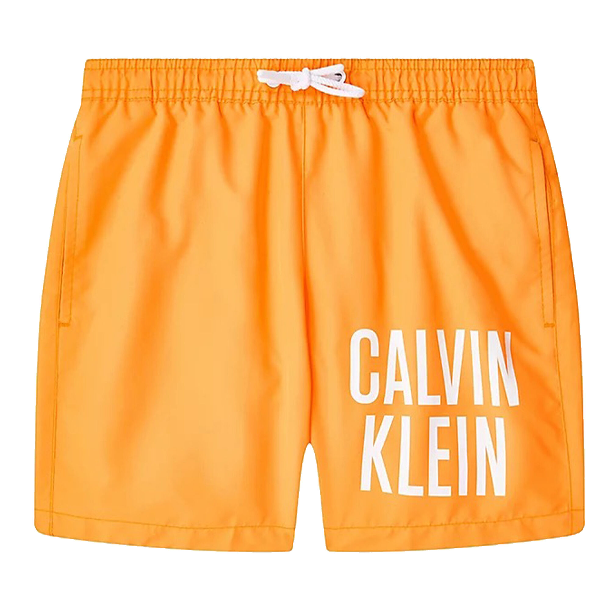Calvin Klein Boys Orange Logo Swim Shorts Junior Couture UK