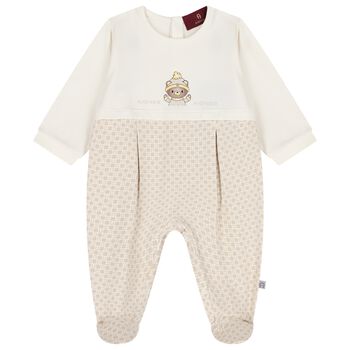 Ivory & Beige Teddy Bear Logo Babygrow