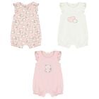 Baby Girls Pink & White Rompers ( 3-Pack ) , 1, hi-res