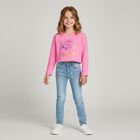 Girls Pink Cat Long Sleeve Top, 1, hi-res
