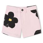 Girls Pink Daisy Shorts, 1, hi-res