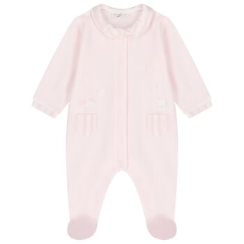 Baby Girls Pink Velour Sheep Babygrow