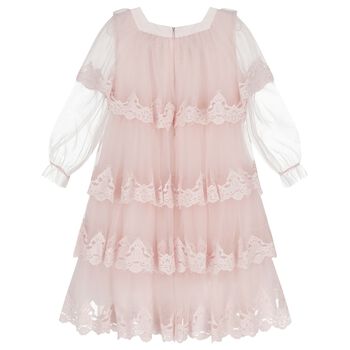 Girls Pink Tiered Tulle Dress