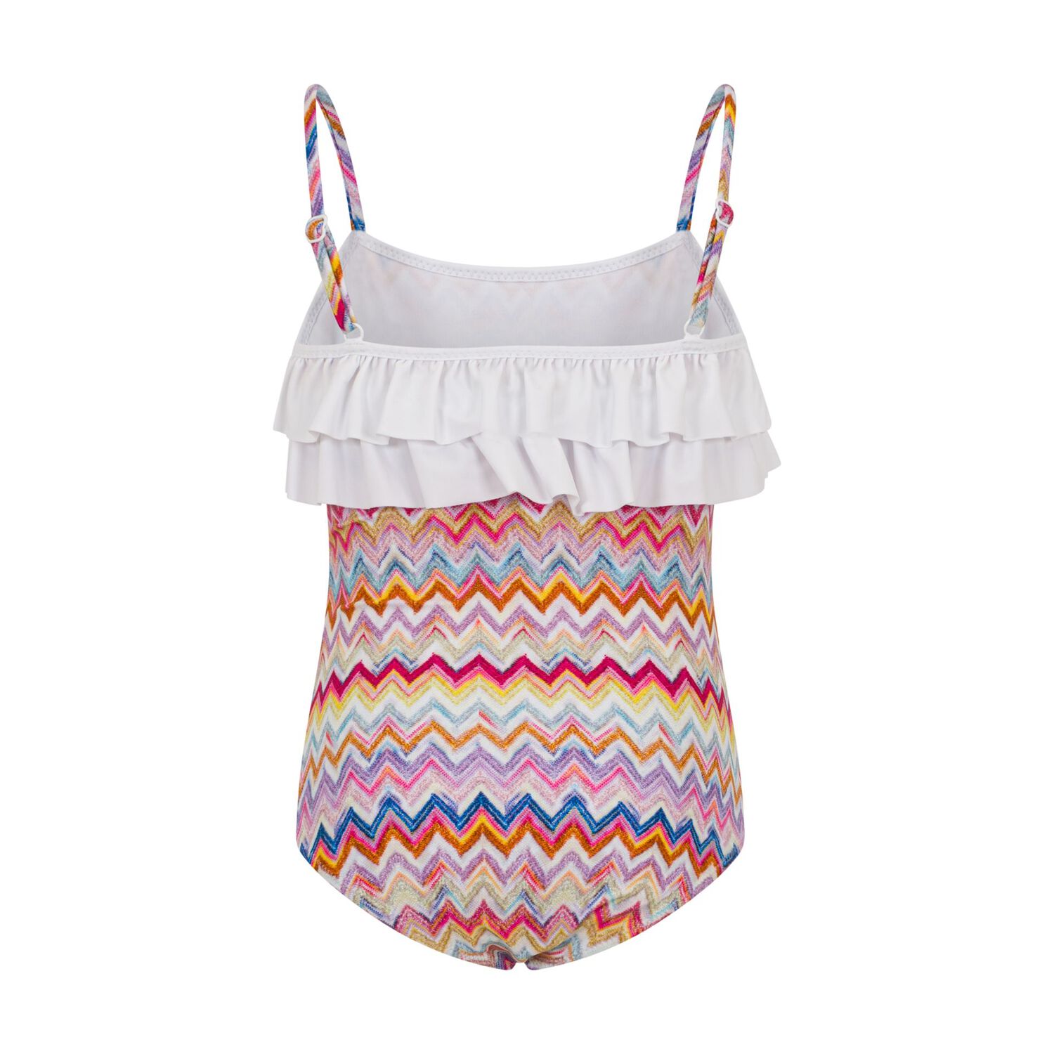 Girls Multi-Coloured Zig Zag Swimsuit, 1, hi-res