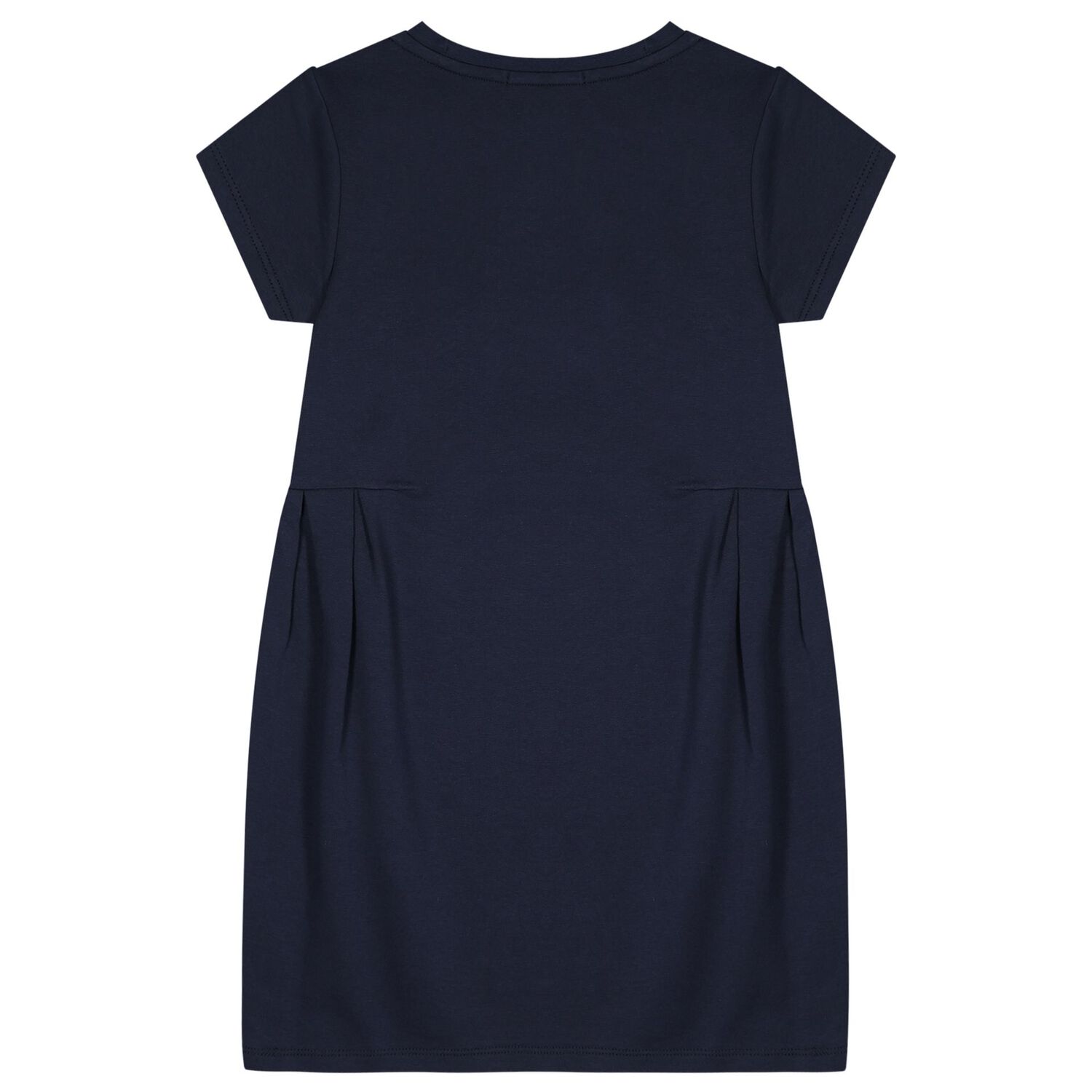Girls Navy Blue Necklace Logo Dress, 1, hi-res