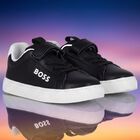 Boys Black & White Logo Trainers, 1, hi-res
