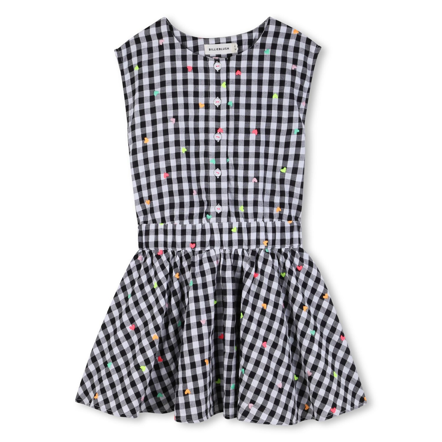 Girls Black & White Gingham Dress, 1, hi-res