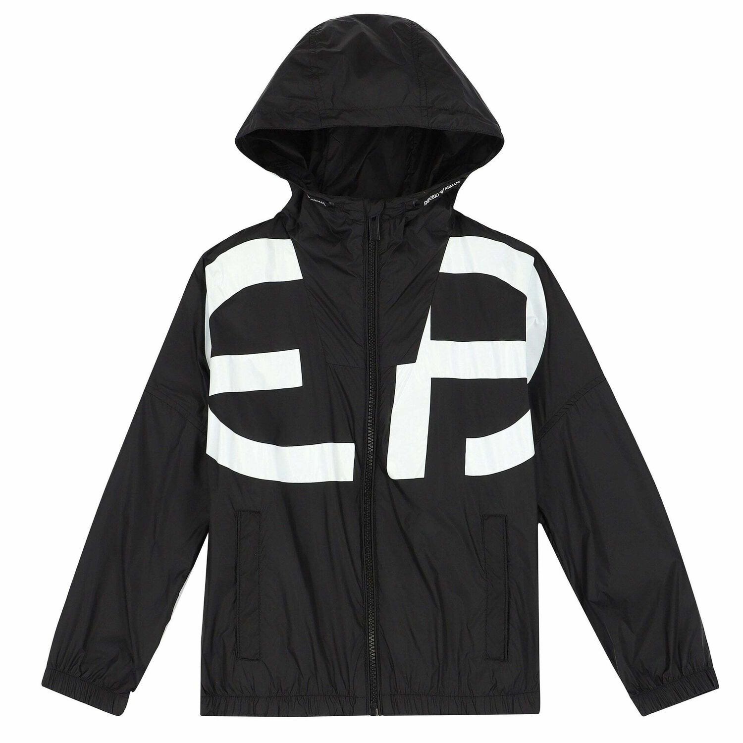 Boys Black Logo Windcheater Jacket, 1, hi-res image number null