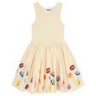 Girls Yellow Macarons Dress, 1, hi-res