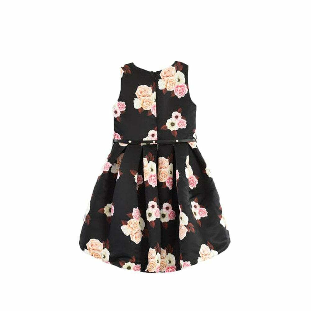 Sarabanda Girls Black Floral Print Dress Junior Couture UK