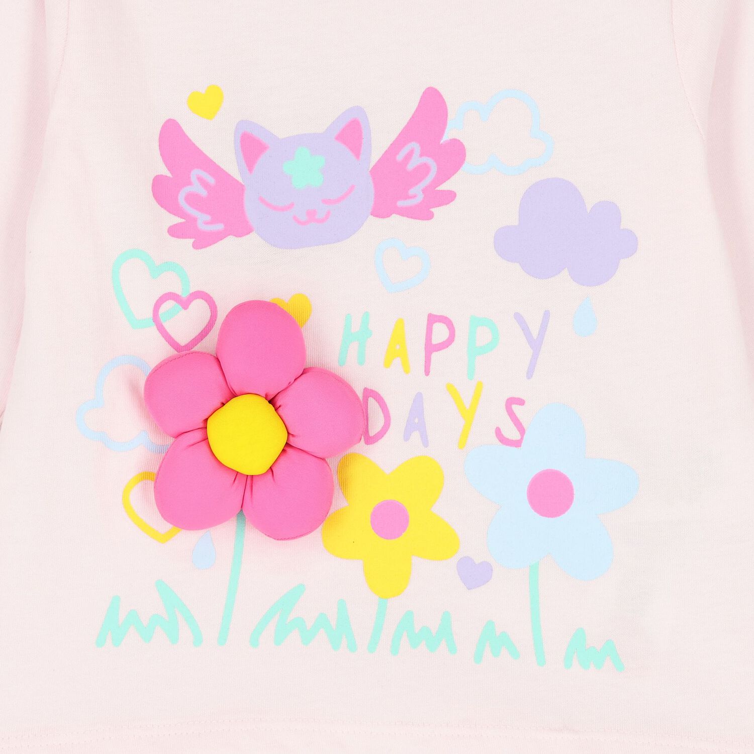 Younger Girls Pink Flower Long Sleeve Top, 2, hi-res image number null