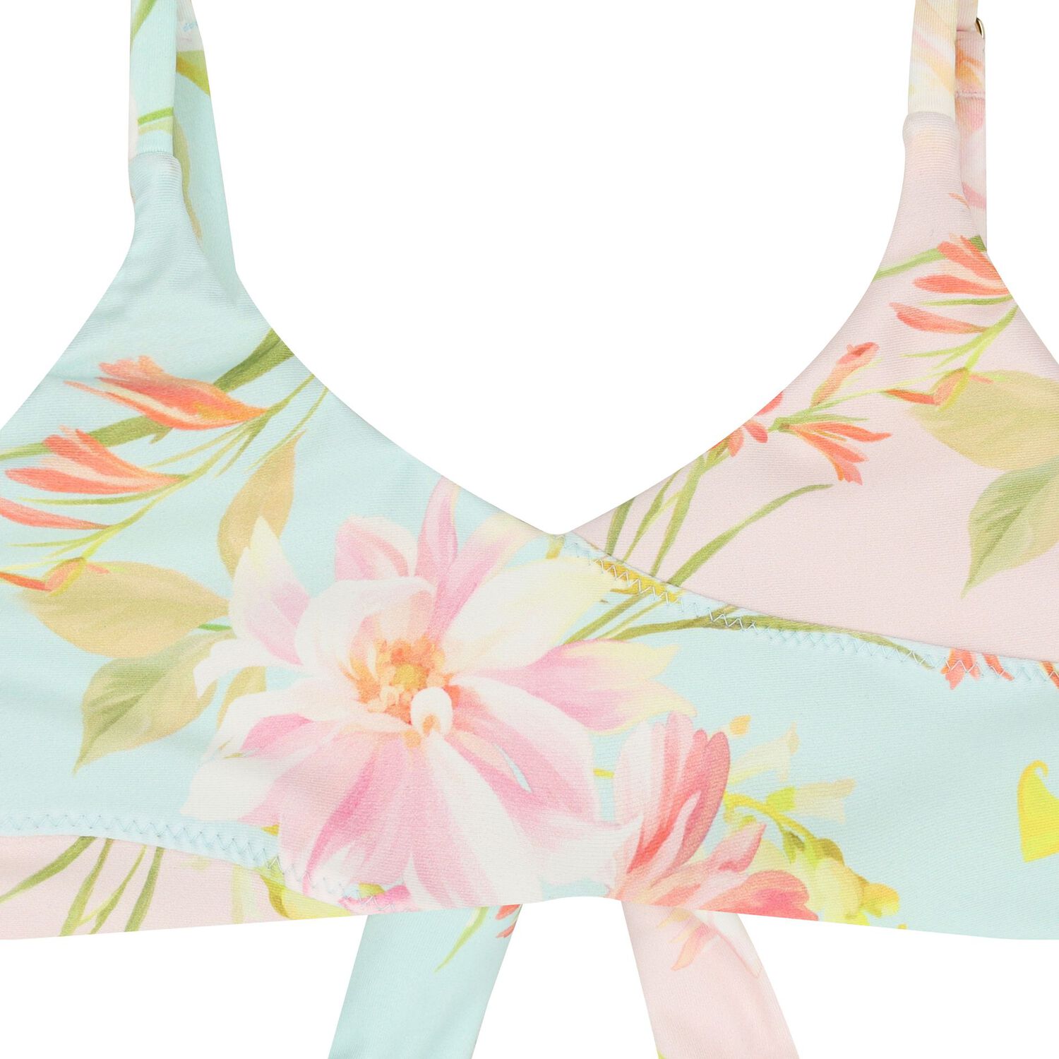 Girls Pink & Aqua Floral Bikini, 1, hi-res