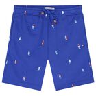 Boys Blue Sailboat Shorts, 1, hi-res