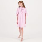 Girls Pink Chiffon Bow Dress, 1, hi-res