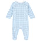 Baby Boys Blue Gingham Cotton Babygrow Set, 1, hi-res