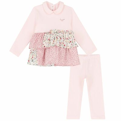 Younger Girls Pink Floral Tracksuit