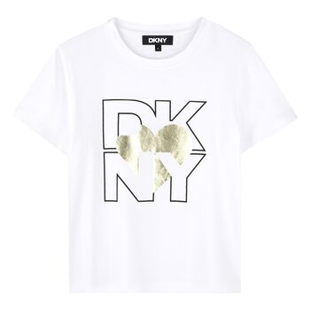 Girls White Logo Heart T-Shirt