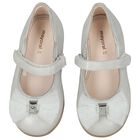 Younger Girls Silver Bow Shoes, 2, hi-res