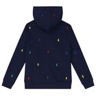 Boys Navy Blue Logo Hooded Zip Up Top, 1, hi-res
