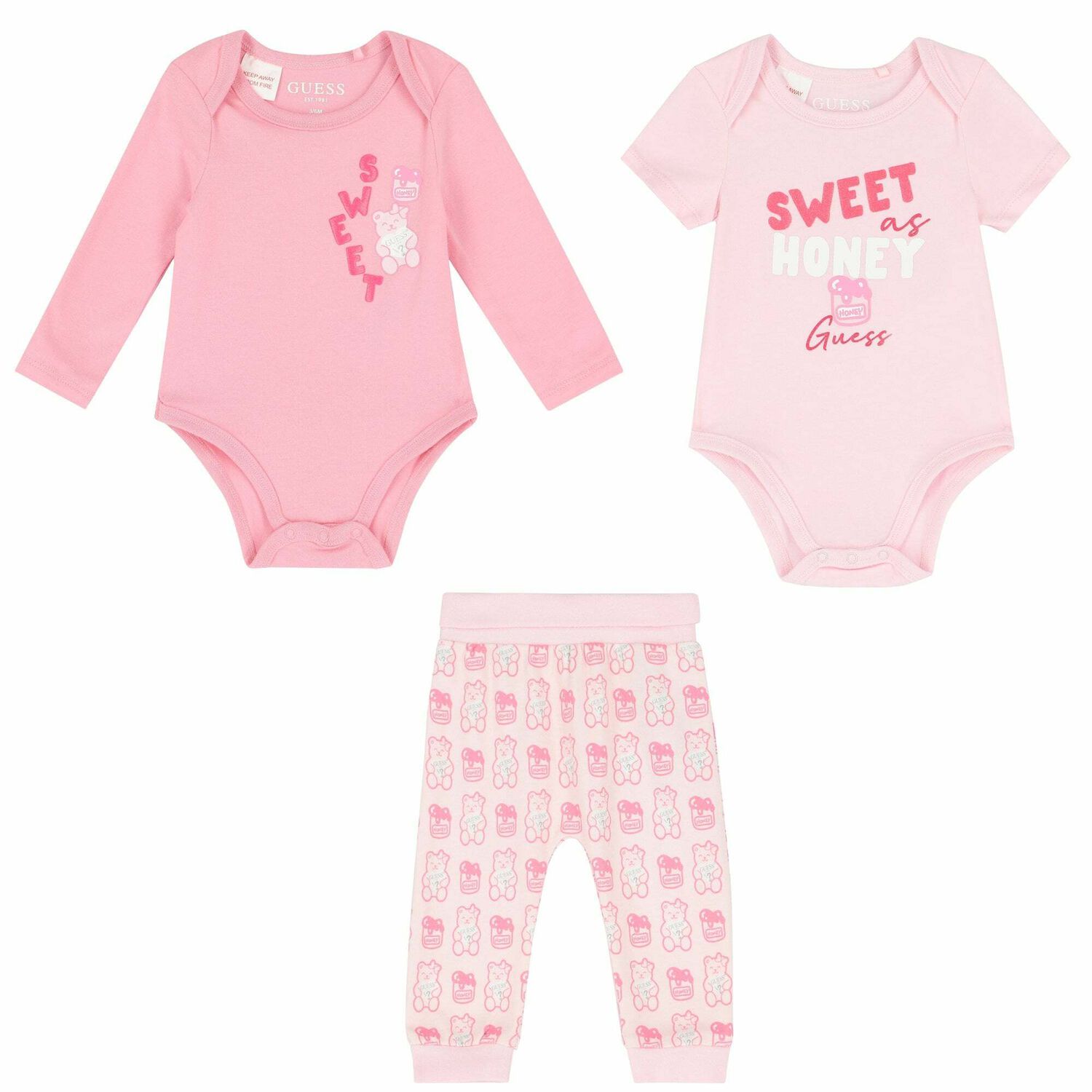 Baby Girls Pink Bodysuit Set, 2, hi-res