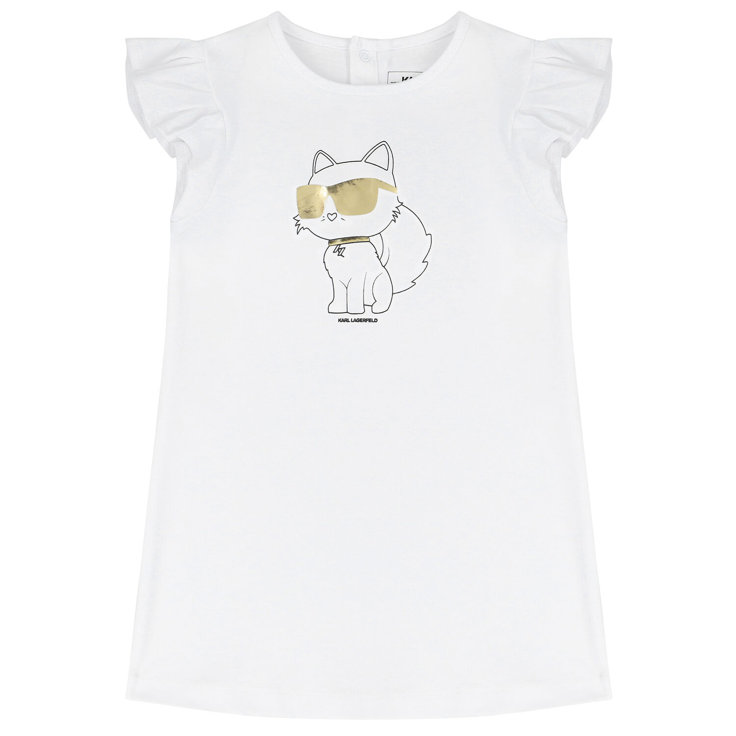 Younger Girls White Choupette Logo Dress, 1, hi-res