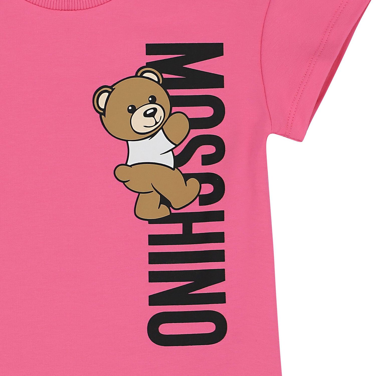 Younger Girls Pink Teddy Bear Logo Dress, 1, hi-res