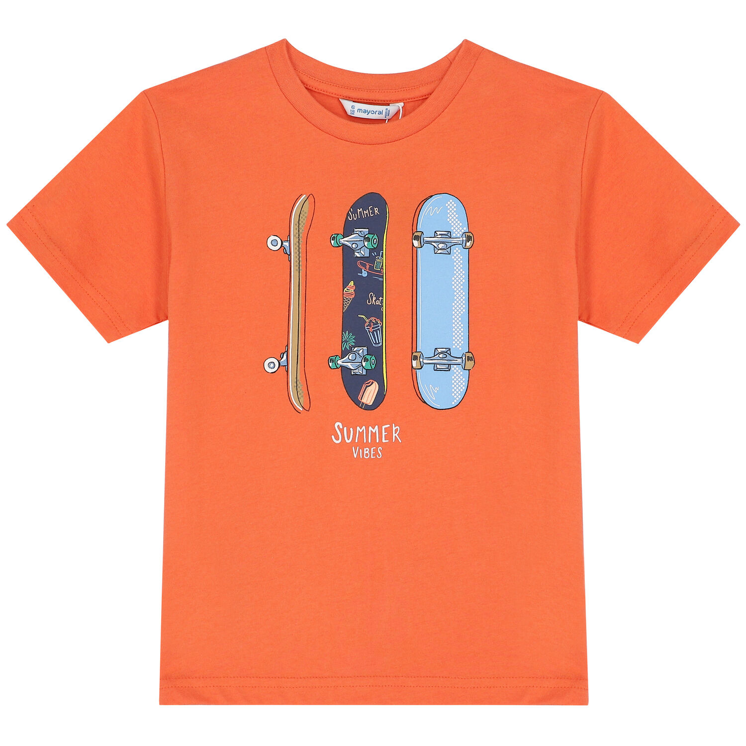 Boys Orange & Navy Skateboard Shorts Set, 2, hi-res