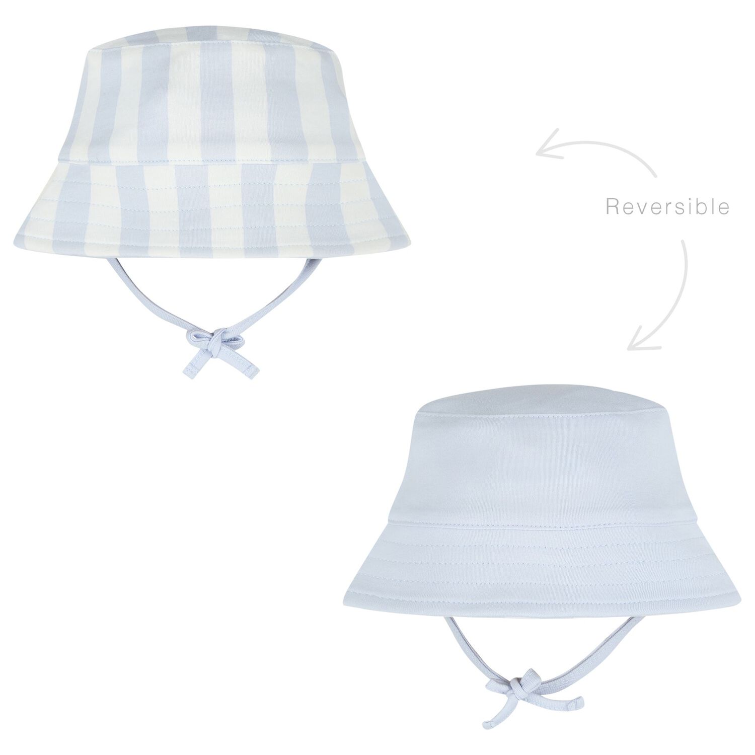 Baby Boys Blue & White Striped Logo Reversible Hat, 1, hi-res