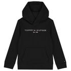 Boys Black Logo Hooded Top, 1, hi-res