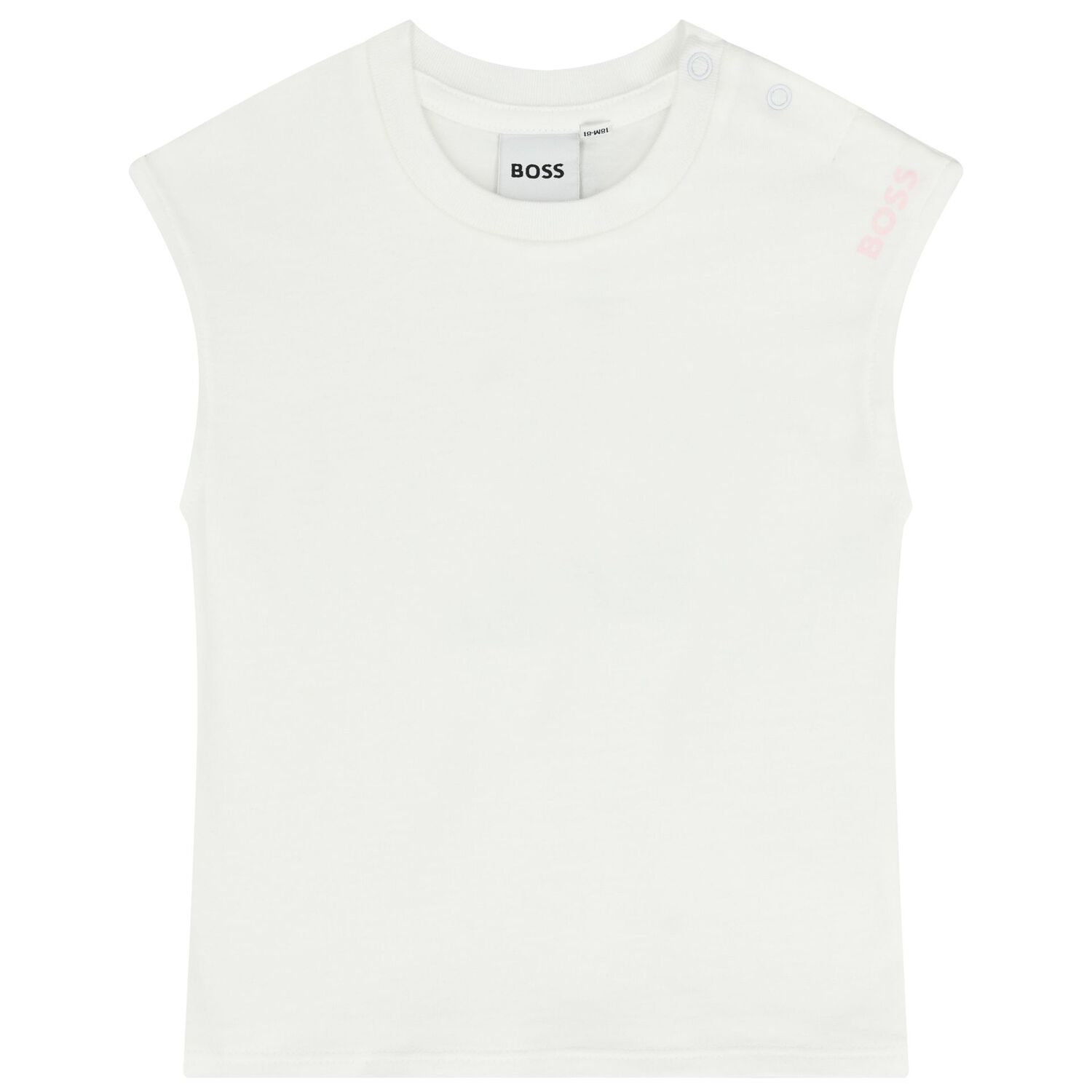 Baby Girls White & Pink Striped Logo Dungaree Set, 1, hi-res