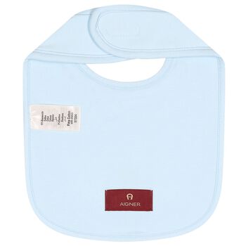 Baby Boys Blue Teddy Bear Logo Baby Bib