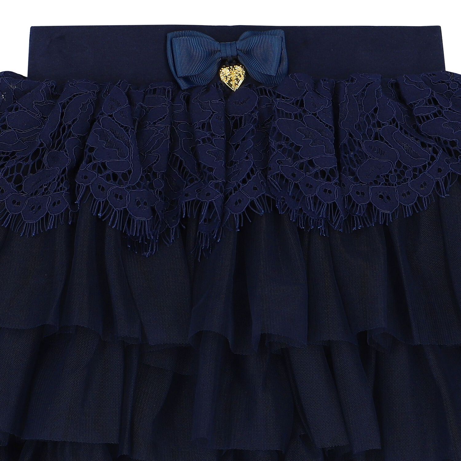 Girls Navy Blue Lace & Tulle Skirt, 3, hi-res