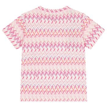 Girls Pink & White Logo Zig Zag T-Shirt