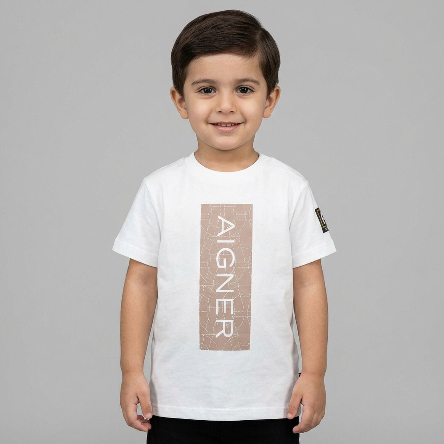 Younger Boys White Logo T-Shirt, 2, hi-res