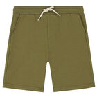 Boys Green Cotton Shorts, 3, hi-res