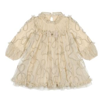 Baby Girls Beige 3D Chain Tulle Hazel Dress