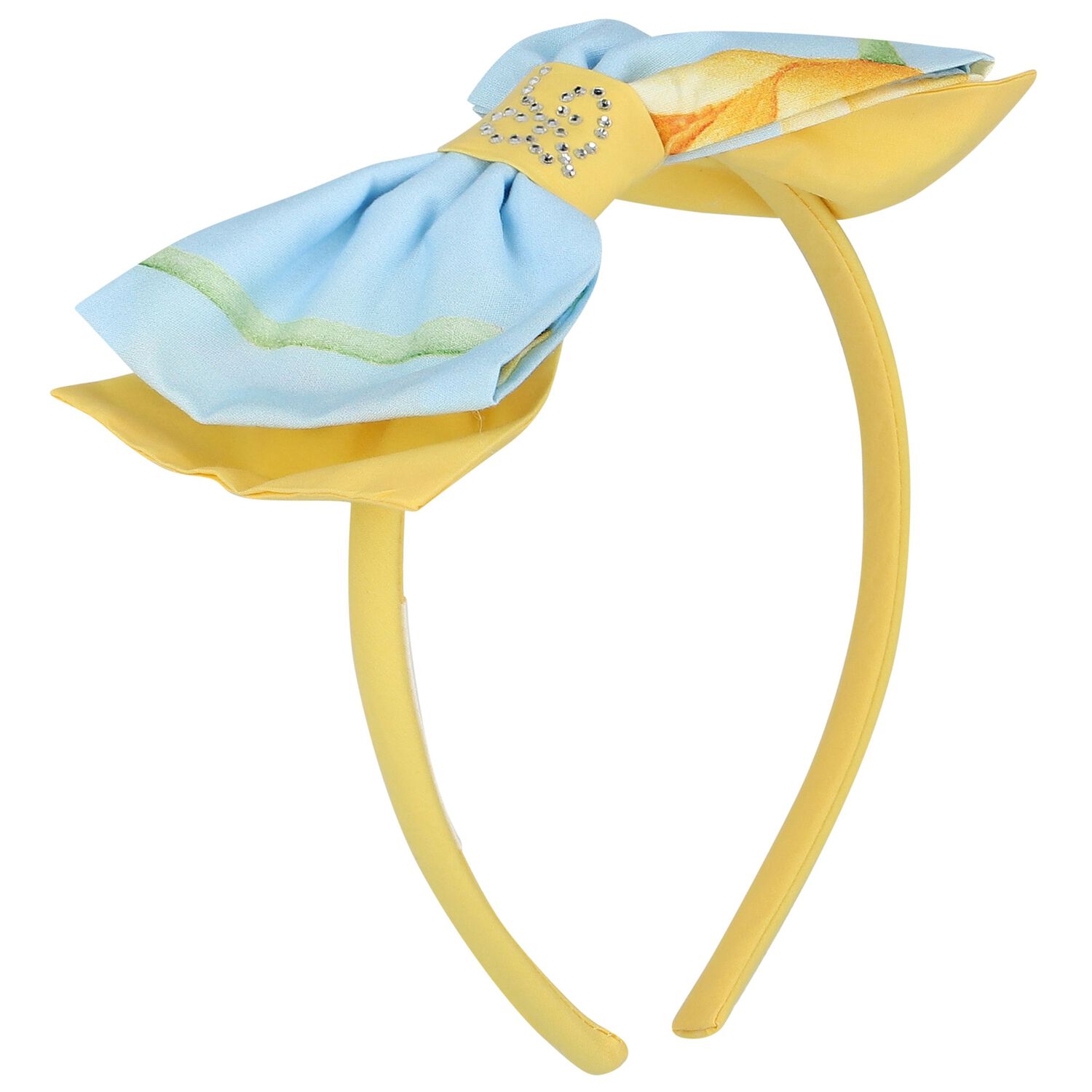 Girls Yellow & Blue Logo Bow Headband, 1, hi-res image number null
