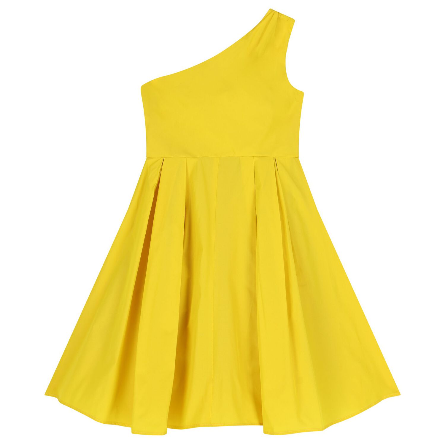 Girls Yellow One Shoulder Dress, 1, hi-res