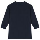Girls Navy Blue Floral Logo Sweatshirt Dress, 1, hi-res