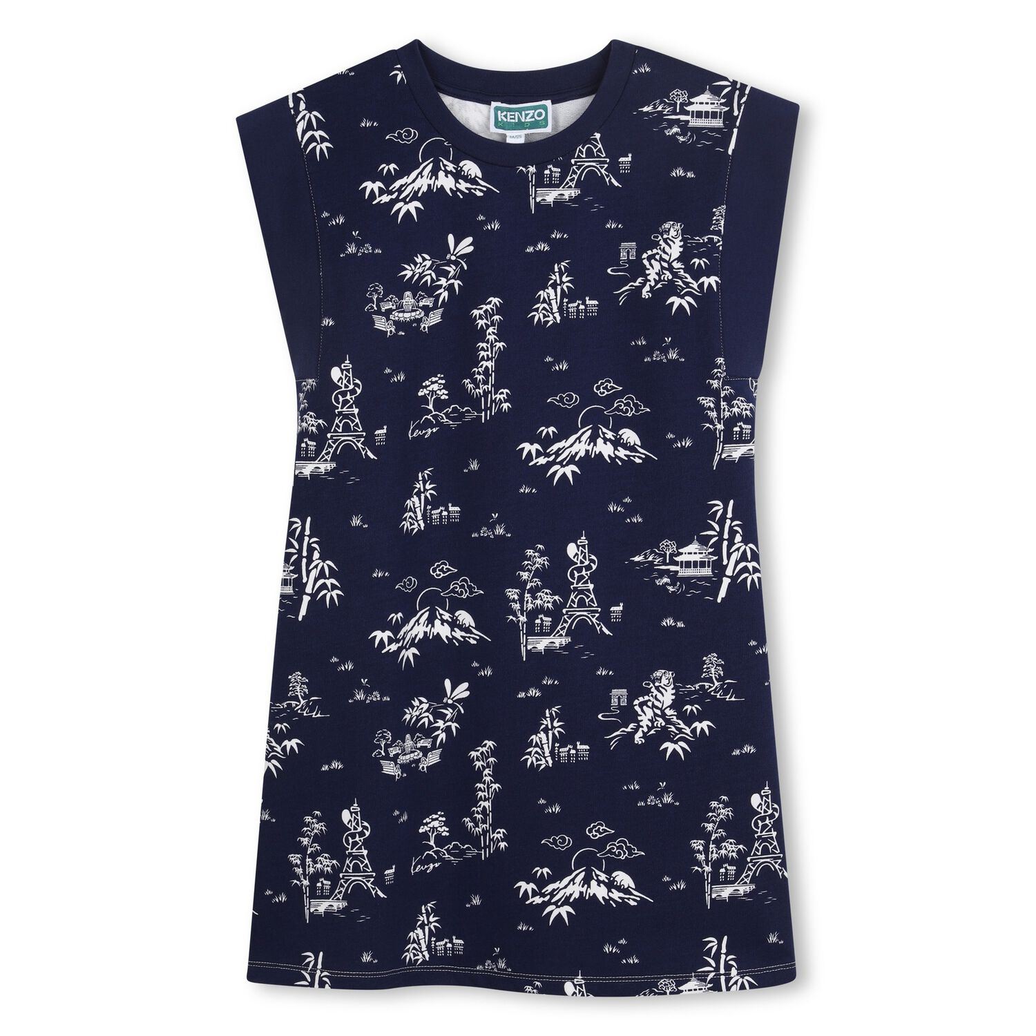 Girls Navy Blue Logo Dress, 1, hi-res
