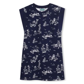 Girls Navy Blue Logo Dress