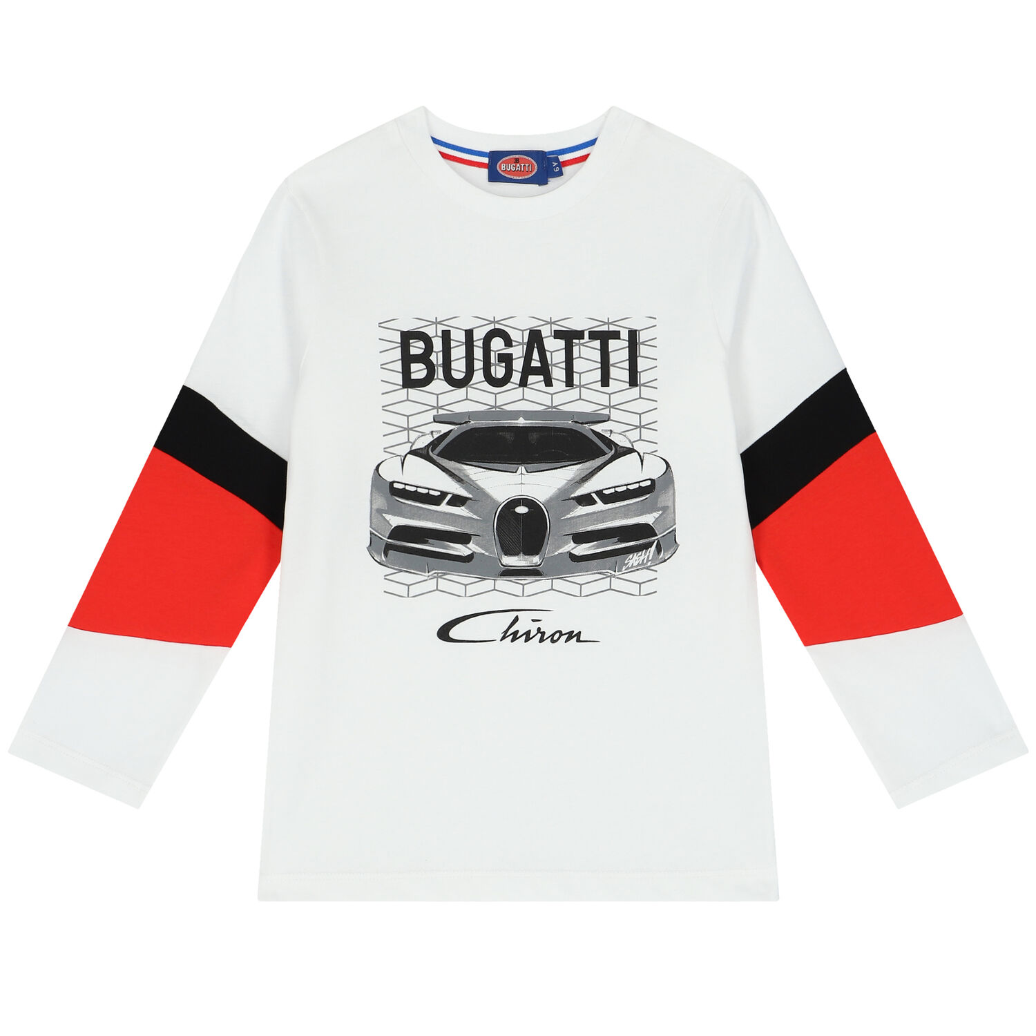 Boys White Logo Long Sleeve Top, 1, hi-res