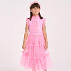 Girls Pink Tulle Midi Skirt, 1, hi-res