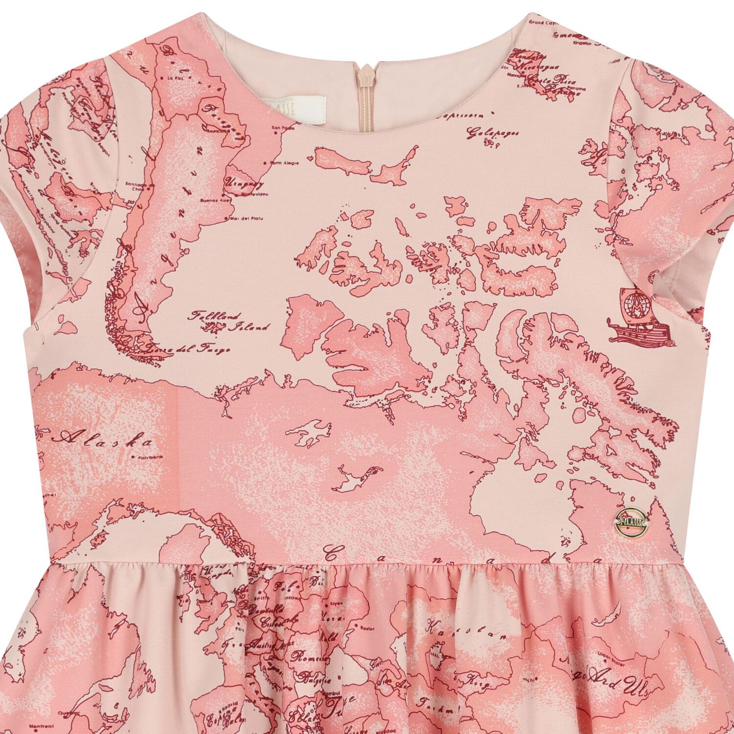 Girls Pink Logo Geo Map Dress, 1, hi-res