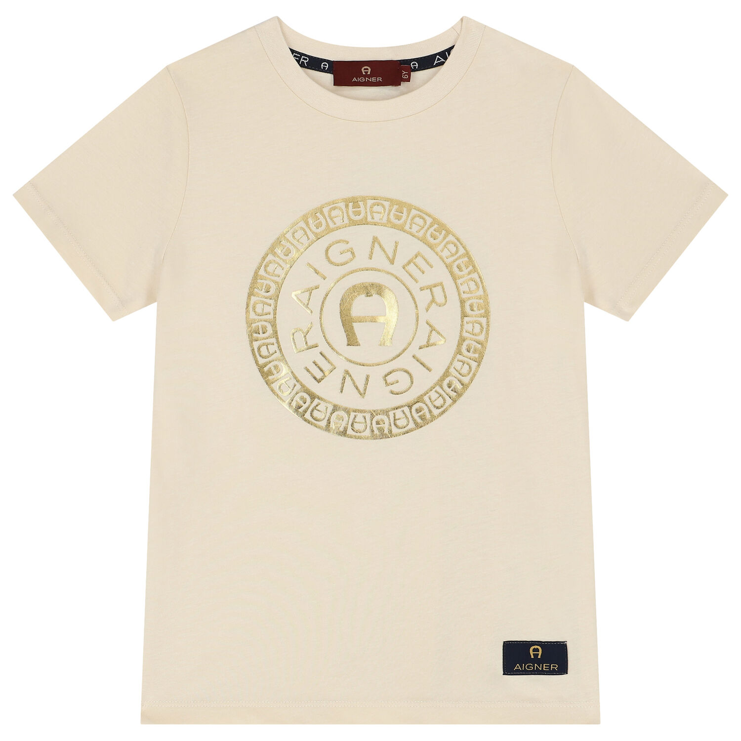 Boys Beige & Gold Logo T-Shirt, 2, hi-res image number null